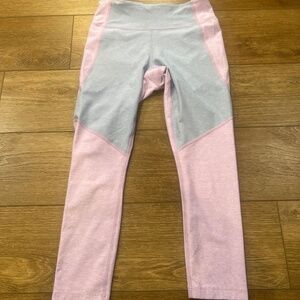 Outdoor Voices TeachSweat Two-Tone Cropped Leggings, Lavender/Blue, Size Small